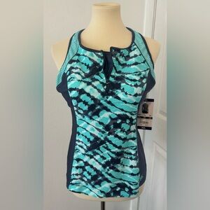 ZeroXposur Scuba Women's Tankini Top UPF Beach Swim Quarter Zip Front NWT XXL